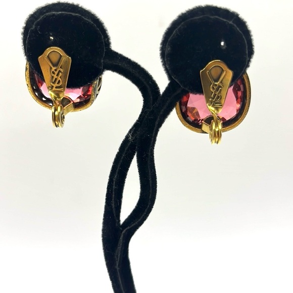 Yves Saint Laurent Pink and Gold Classic Earrings Vintage Clip on Earrings  1980 - Picture 3 of 14